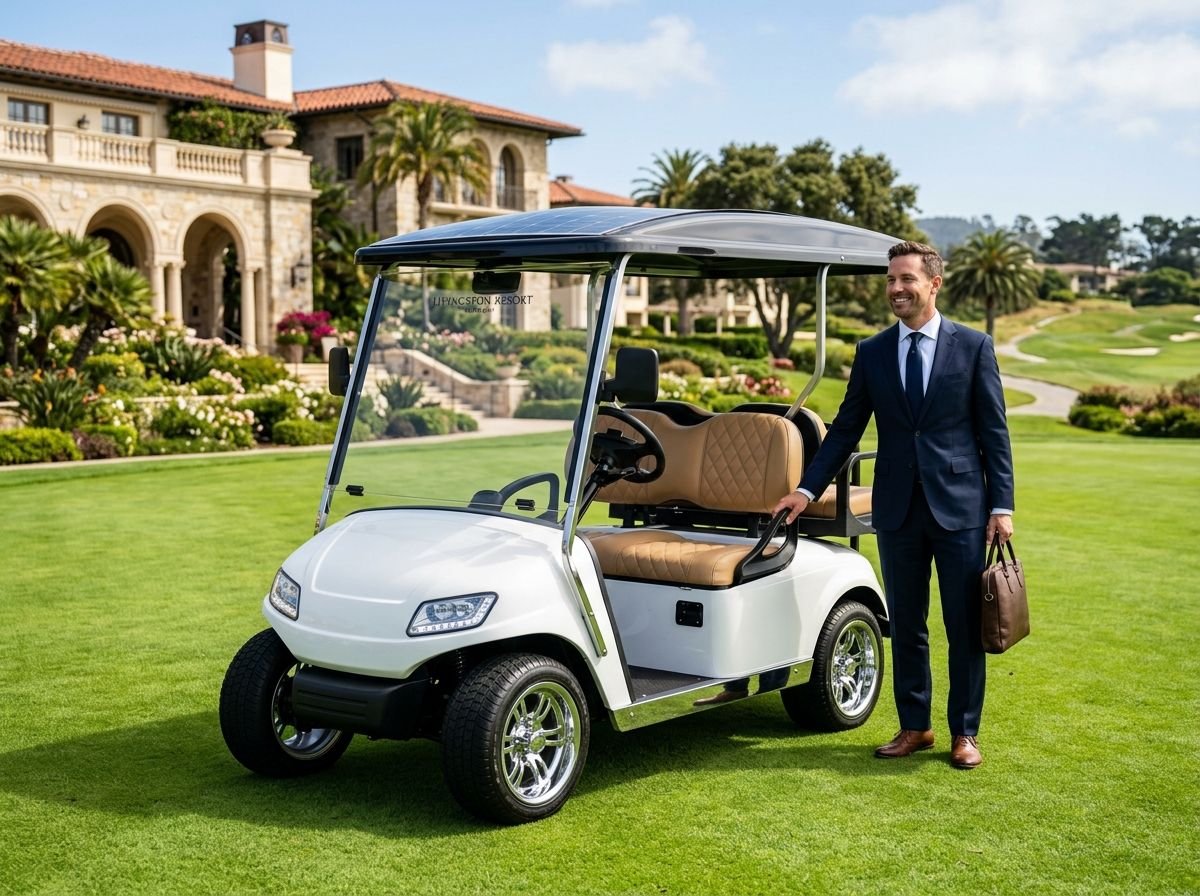 Field testing the new Advik solar-assisted lithium golf cart on heritage resort terrain. 200mm ground clearance delivering whisper-quiet transit.